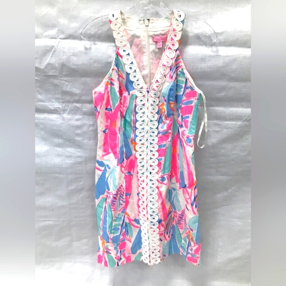 Lilly Pulitzer Dresses & Skirts - Lilly Pulitzer Designer Pink and Blue Sleeveless V-Neck Sun Dress 2